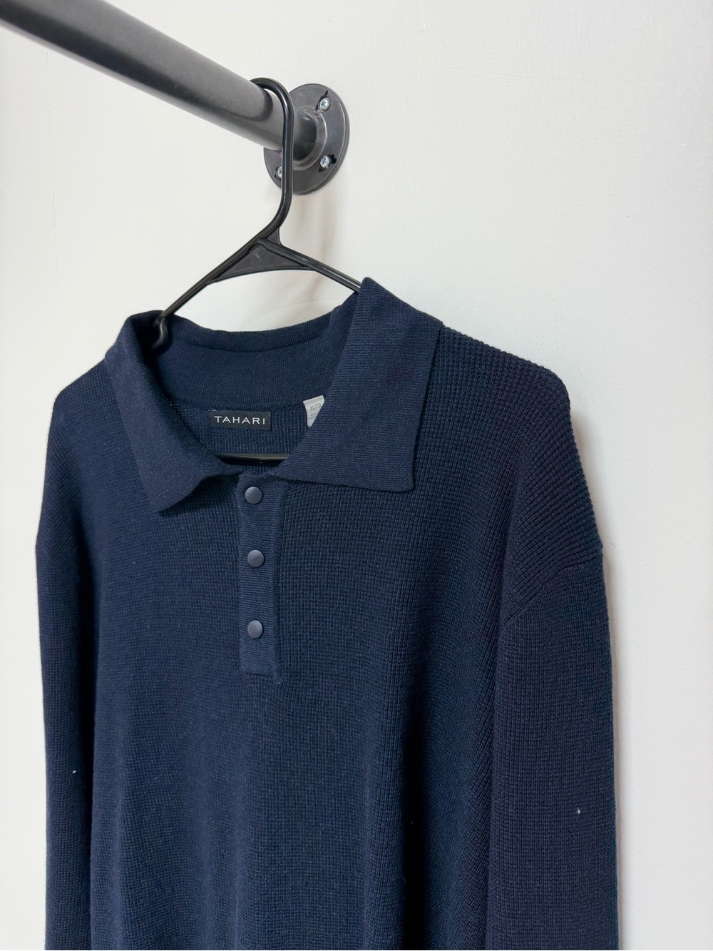 Tahari Dark Navy Polo Knit Top
